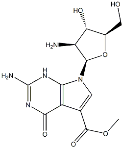 2-Amino-7-(2-amino-2-deoxy-β-D-arabinofuranosyl)-4,7-dihydro-4-oxo-1H-pyrrolo[2,3-d]pyrimidine-5-carboxylic acid methyl ester Structure