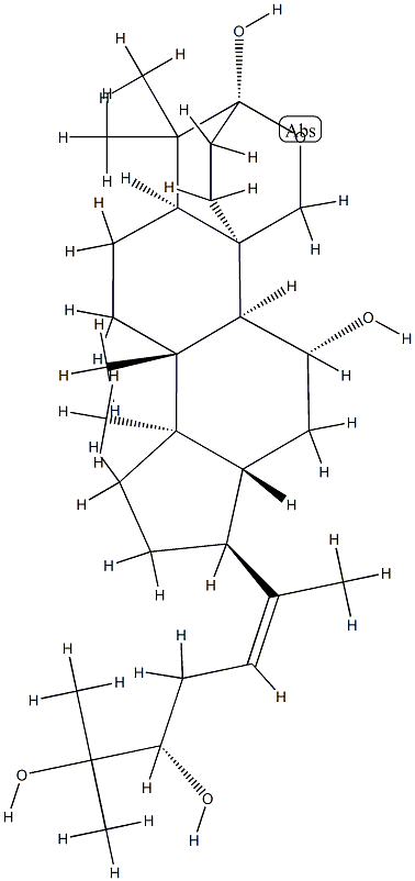 (20E,24S)-3β,19-エポキシ-5α-ダンマラ-20(22)-エン-3α,11α,24,25-テトラオール 化学構造式