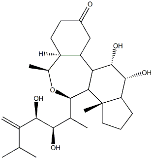 (22R,23R)-2α,3α,22,23-Tetrahydroxy-B-homo-7-oxa-5α-ergost-24(28)-en-6-one 结构式
