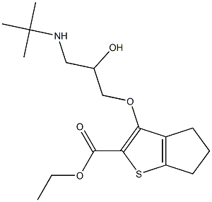 ethyl 6-[2-hydroxy-3-(tert-butylamino)propoxy]-8-thiabicyclo[3.3.0]oct a-6,9-diene-7-carboxylate Structure