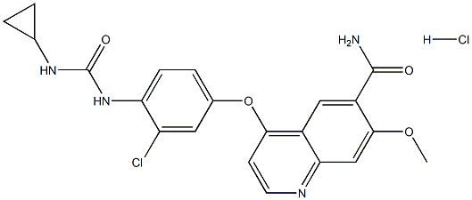 4-(3-chloro-4-(((cyclopropylamino)carbonyl)amino)phenoxy)-7-methoxy-6-quinolinecarboxamide monohydrochloride Structure