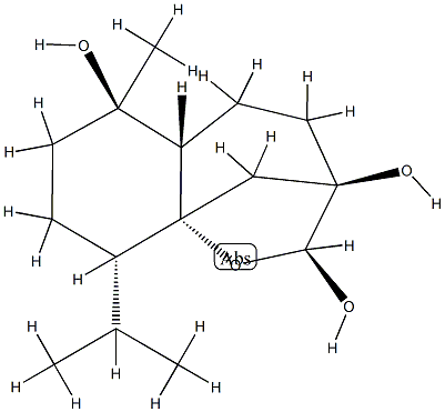 (2S,5aα)-デカヒドロ-6-メチル-9β-イソプロピル-3α,9aα-メタノ-1-ベンゾオキセピン-2α,3,6α-トリオール 化学構造式