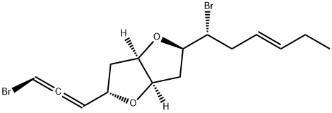 (2R,3aα,6aα)-2β-[(1R,3E)-1-ブロモ-3-ヘキセニル]-5α-[(R)-3-ブロモ-1,2-プロパジエニル]ヘキサヒドロフロ[3,2-b]フラン 化学構造式