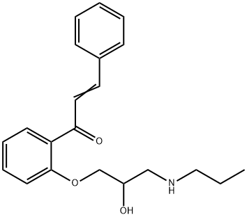 プロパフェノン関連化合物B ((2E)-1-[2-[(2RS)-2-ヒドロキシ-3-(プロピルアミノ)プロポキシ]フェニル]-3-フェニルプロプ-2-エン-1-オン) 化学構造式