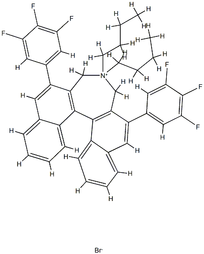 (R)-4,4-ジブチル-2,6-ビス(3,4,5-トリフルオロフェニル)-4,5-ジヒドロ-3H-ジナフト〔2,1-C:1′,2′-E〕アゼピニウム ブロミド 化学構造式