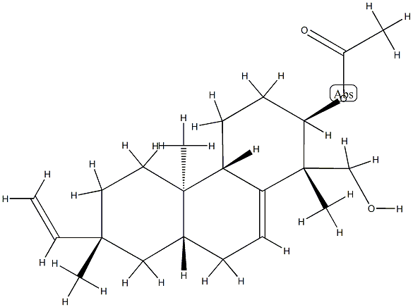 (1S)-2α-アセチルオキシ-7β-エテニル-1,2,3,4,4aα,4b,5,6,7,8,8aα,9-ドデカヒドロ-1,4bβ,7-トリメチル-1β-フェナントレンメタノール 化学構造式