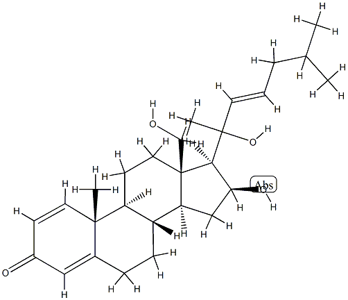 (20ξ,22E)-16β,18,20-Trihydroxy-1,4,22-cholestatrien-3-one Structure