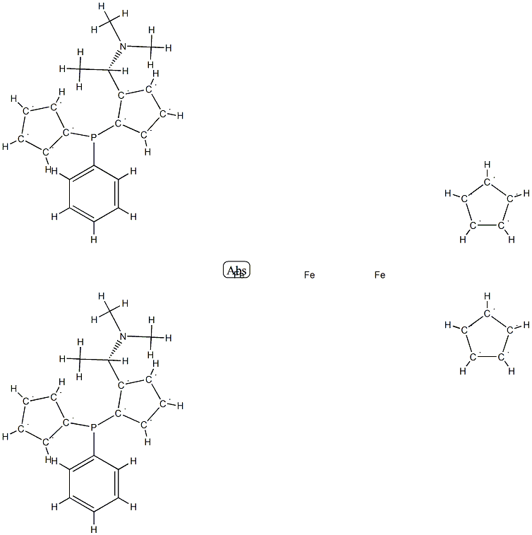 1,1′-BIS{(R)-{(RP)-2-[(S)-1-(DIMETHYLAMINO)ETHYL]FERROCENYL}PHENYLPHOSPHINO}FERROCENE 结构式