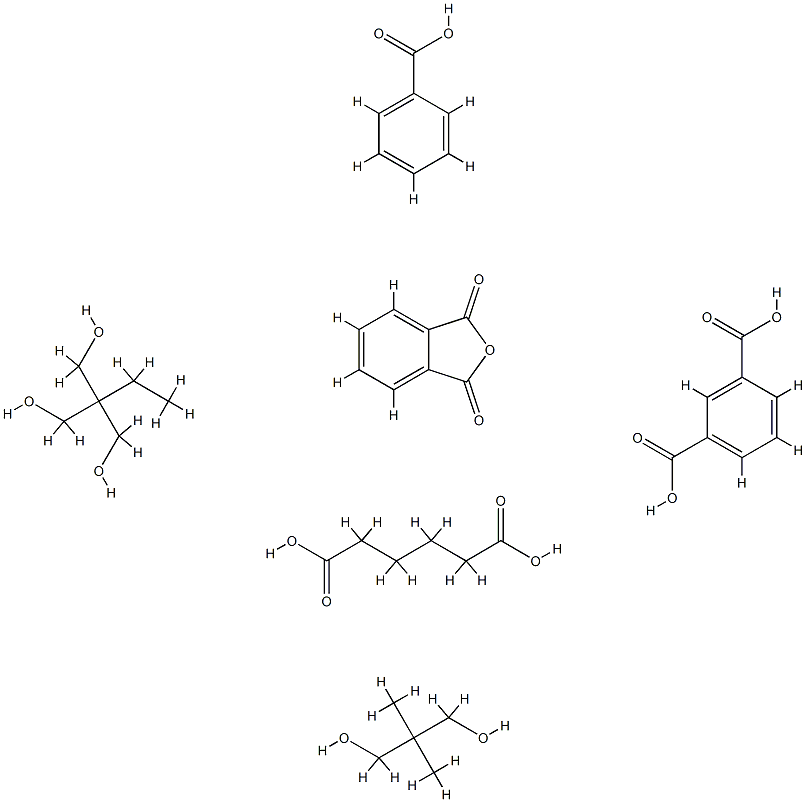 1,3-Benzenedicarboxylic acid, polymer with 2,2-dimethyl-1,3-propanediol, 2-ethyl-2-(hydroxymethyl)-1,3-propanediol, hexanedioic acid and 1,3-isobenzofurandione, benzoate Struktur