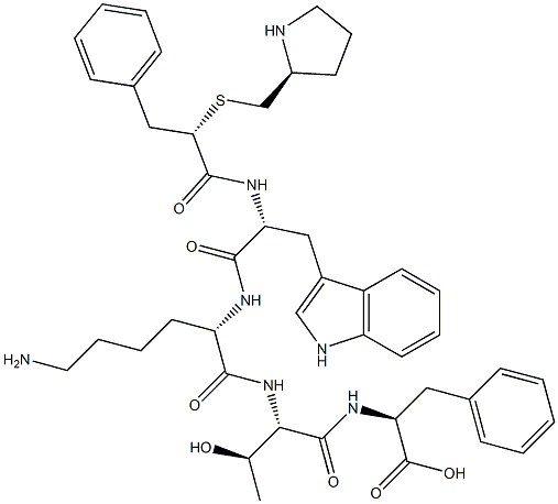 cyclo(prolyl-thiomethyl-phenylalanyl-tryptophyl-lysyl-threonyl-phenylalanyl) Struktur