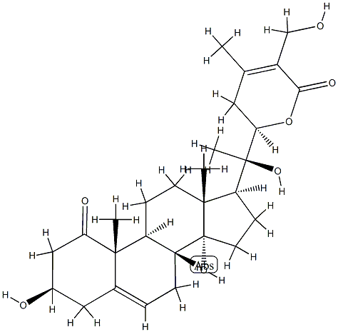 (22R)-3β,14,20,22,27-ペンタヒドロキシ-1-オキソエルゴスタ-5,24-ジエン-26-酸26,22-ラクトン 化学構造式