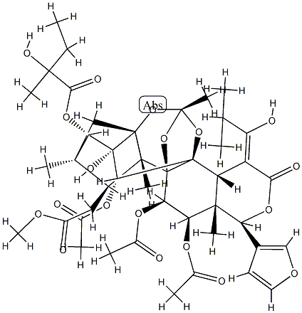 11α,12α-Bis(acetyloxy)-15-[(Z)-1-hydroxy-2-methylpropylidene]phragmalin 30-acetate 3-(2-hydroxy-2-methylbutyrate) Structure
