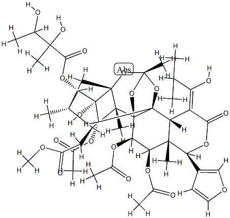 11α,12α-Bis(acetyloxy)-15-[(Z)-1-hydroxy-2-methylpropylidene]phragmalin 30-acetate 3-(2,3-dihydroxy-2-methylbutyrate) Structure