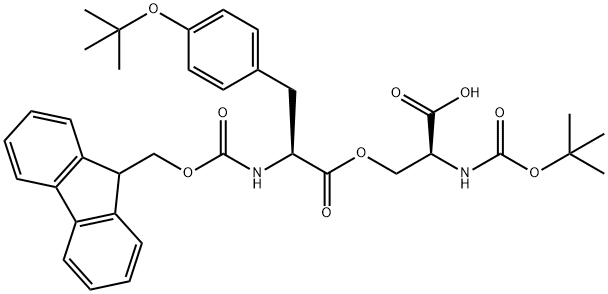 O-((S)-2-((((9H-芴-9-基)甲氧基)羰基)氨基)-3-(4-(叔丁氧基)苯基)丙酰基)-N-(叔丁氧基羰基) -L-丝氨酸, 916484-75-8, 结构式