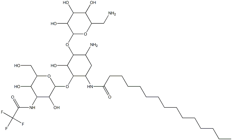 N(1)-pentadecanoyl-N(3'')-trifluoracetylkanamycin A Struktur
