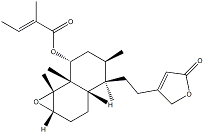 (E)-2-Methyl-2-butenoic acid (1aS,1aα,3aα)-4α-[2-(2,5-dihydro-5-oxofuran-3-yl)ethyl]decahydro-4,5α,7aα,7bα-tetramethylnaphth[1,2-b]oxiren-7β-yl ester Struktur