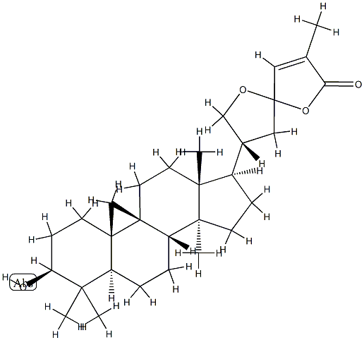 21,23-Epoxy-3β,23-dihydroxy-9,19-cyclo-5α-lanost-24-en-26-oic acid 26,23-lactone Structure