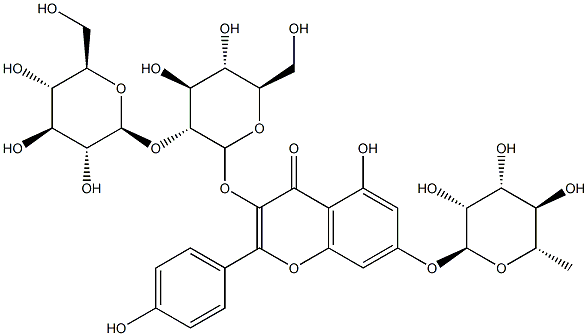 山柰酚-3-槐二糖-7-鼠李糖苷, 93098-79-4, 结构式