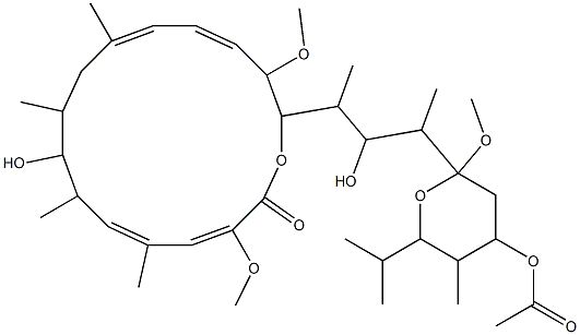 19-O-Methyl-21-O-acetyl-21-O-de(3-carboxy-1-oxo-2-propenyl)-2-demethyl-2-methoxy-24-methylhygrolidin Struktur