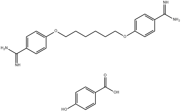 4,4′-(1,6-ヘキサンジイルビスオキシ)ビス(ベンゼンカルボイミドアミド)/4-ヒドロキシ安息香酸,(1:2) 化学構造式