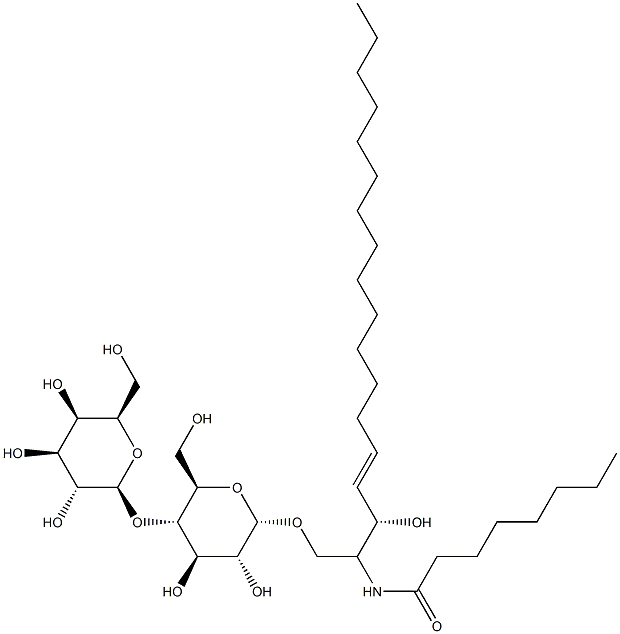 N-[(1S,2S,3E)-1-[[(4-O-BETA-D-吡喃半乳糖基-BETA-D-吡喃葡萄糖基)氧基]甲基]-2-羟基-3-十七碳烯-1-基]辛酰胺, 939036-94-9, 结构式