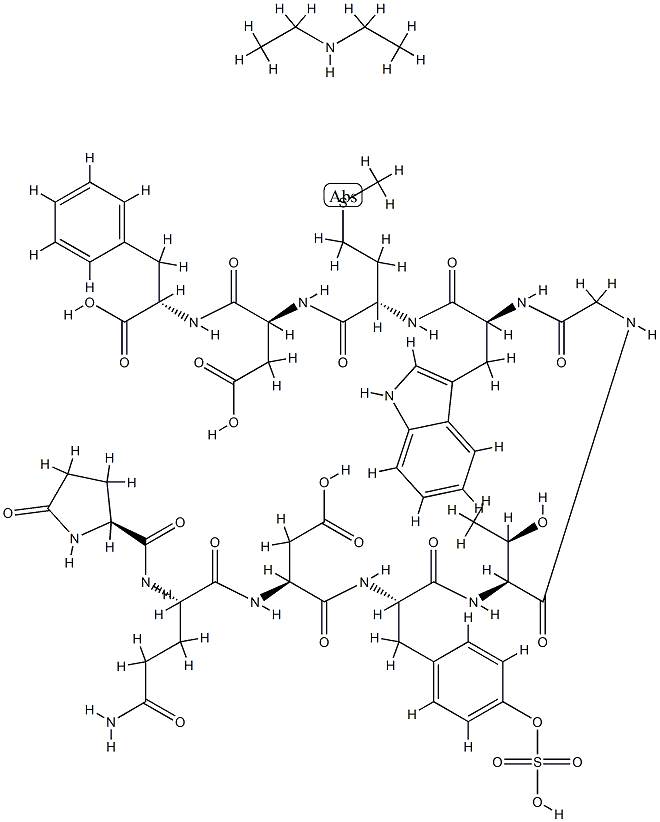 ジエチルアミン/5-オキソ-L-Pro-L-Gln-L-Asp-O-スルホ-L-Tyr-L-Thr-Gly-L-Trp-L-Met-L-Asp-L-Phe-OH,(1:1) 化学構造式