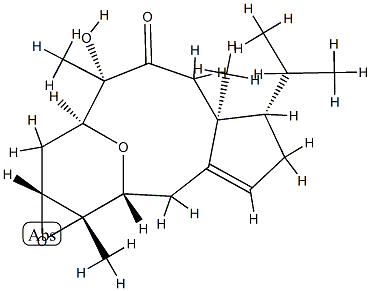 [1aR,3S,4S,6aS,7S,11R,11aS,(+)]-1aβ,3,4,6,6a,7,8,10,11,11a-Decahydro-4-hydroxy-4,6aα,11aβ-trimethyl-7α-(1-methylethyl)-3,11-epoxycyclopenta[5,6]cycloundeca[1,2-b]oxirene-5(2H)-one 结构式