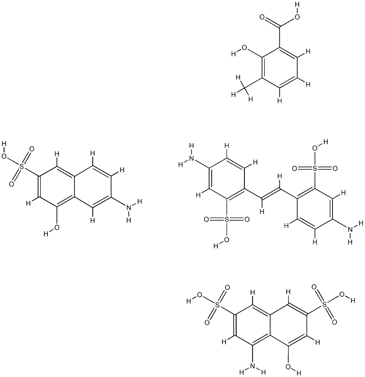 Benzoic acid, 2-hydroxy-3-methyl-, reaction products with 4-amino-5-hydroxy-2,7-naphthalenedisulfonic acid, 6-amino-4-hydroxy-2-naphthalenesulfonic acid and 2,2-(1,2-ethenediyl)bis5-aminobenzenesulfonic acid 结构式