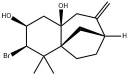 (2S)-3α-Bromo-1,2,3,4,6,7,9,9a-octahydro-4,4-dimethyl-8-methylene-4aα,7α-methano-4aH-benzocycloheptene-2α,9aα(5H)-diol 结构式