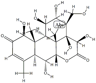 (+)-13,20-エポキシ-1β,6α,11β,12α,14,15β,21-ヘプタヒドロキシピクラサ-3-エン-2,16-ジオン 化学構造式