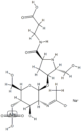 N-[(2α,4α,5β)-4-[[2-(Acetylamino)-2-deoxy-4-O-sodiosulfo-β-D-glucopyranosyl]oxy]-5-(hydroxymethyl)-L-prolyl]-β-alanine 结构式