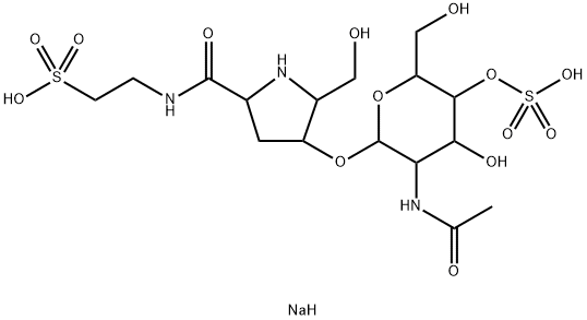 (4S)-4α-[[2-(Acetylamino)-2-deoxy-4-O-sodiosulfo-β-D-glucopyranosyl]oxy]-5β-(hydroxymethyl)-N-(2-sulfoethyl)pyrrolidine-2α-carboxamide 结构式