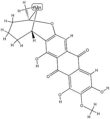(2S)-3,4,5,6-Tetrahydro-7,9,11-trihydroxy-10-methoxy-2-methyl-2α,6α-epoxy-2H-anthra[2,3-b]oxocin-8,13-dione 结构式