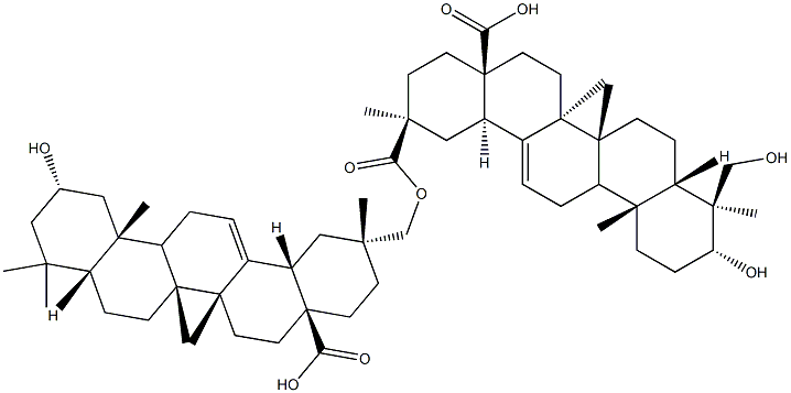 (+)-3β,24-Dihydroxyoleana-12-ene-28,29-dioic acid 29-(3β-hydroxy-28-hydroxy-28-oxooleana-12-ene-29-yl) ester 结构式