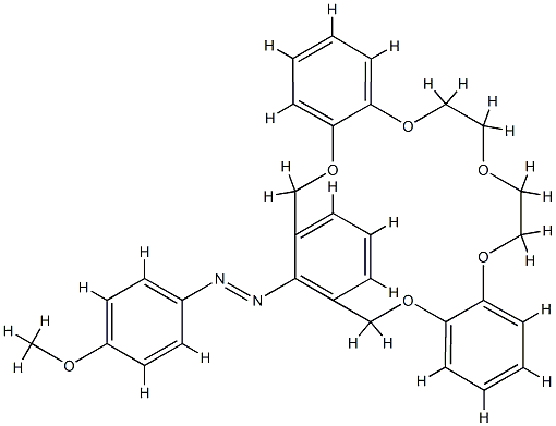 21-(4'-methoxyphenylazo)-1,4,7,14,23-pentaoxa(7.2.2)orthometaorthobenzenophane 结构式