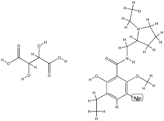 3-ブロモ-5-エチル-N-[[(2S)-1-エチルピロリジン-2-イル]メチル]-6-ヒドロキシ-2-メトキシベンズアミド·(2R,3R)-2,3-ジヒドロキシブタン二酸 化学構造式