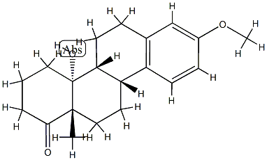 (9β)-14-ヒドロキシ-3-メトキシ-D-ホモエストラ-1,3,5(10)-トリエン-17a-オン 化学構造式