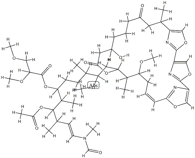 4-O-アセチル-21-O-デ(アミノカルボニル)-27-デメトキシ-4-O,23,26-トリデメチル-6-デオキソ-25-デオキシ-6-(2,3-ジメトキシ-1-オキソプロポキシ)-27-メチル-25-オキソカビラミドC 化学構造式