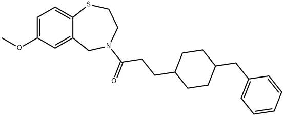 1-(2,3-二氢-7-甲氧基-1,4-苯并硫氮杂卓-4(5H)-基)-3-[4-(苄基)环己基]-1-丙酮 结构式