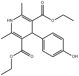 diethyl 4-(4-hydroxyphenyl)-2,6-dimethyl-1,4-dihydropyridine-3,5-dicarboxylate Structure