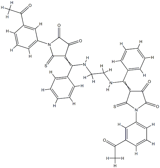 (4E)-1-(3-acetylphenyl)-4-[[2-[[(E)-[1-(3-acetylphenyl)-4,5-dioxo-2-su lfanylidene-pyrrolidin-3-ylidene]-phenyl-methyl]amino]ethylamino]-phen yl-methylidene]-5-sulfanylidene-pyrrolidine-2,3-dione Structure