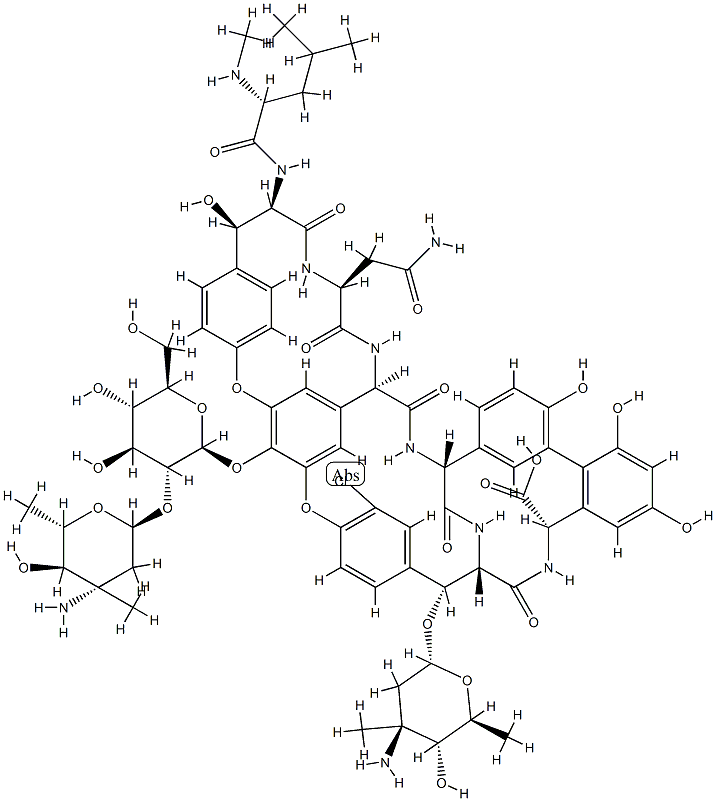 (4''R)-22-O-(3-アミノ-2,3,6-トリデオキシ-3-C-メチル-α-L-arabino-ヘキソピラノシル)-10-デクロロバンコマイシン 化学構造式