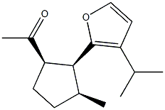 1-[(1R)-3α-Methyl-2α-(3-isopropylfuran-2-yl)cyclopentan-1β-yl]ethanone Struktur