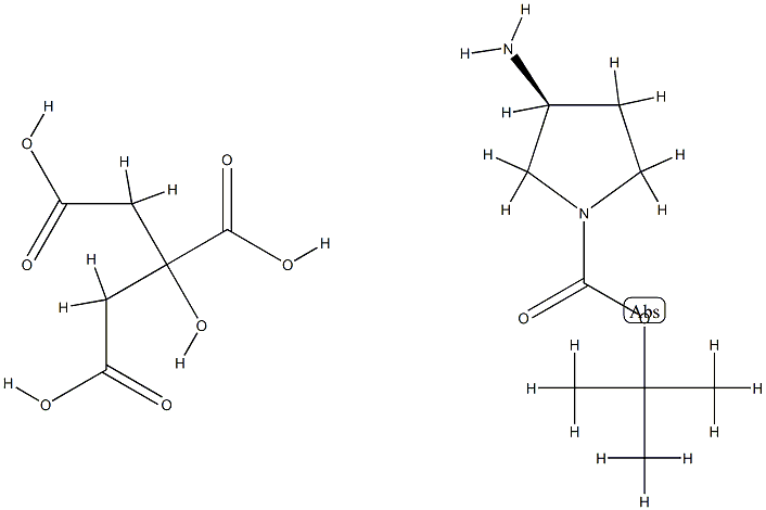(R)-3-氨基-1-N-BOC-吡咯烷柠檬酸盐, 1217651-98-3, 结构式