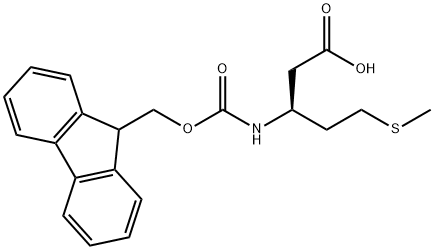 (S)-3-[(9H-フルオレン-9-イルメトキシカルボニル)アミノ]-5-(メチルチオ)ペンタン酸 化学構造式