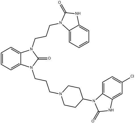 3'-[3-(2,3-DIHYDRO-2-OXO-1H-BENZIMIDAZOL-1-YL)PROPYL] DOMPERIDONE (DOMPERIDONE IMPURITY E) 化学構造式