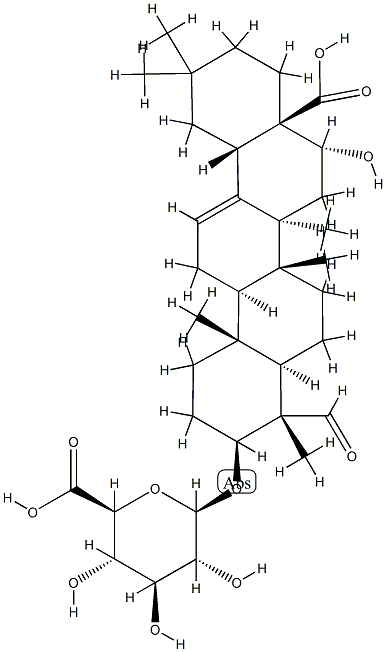 beta-d-Glucopyranosiduronic acid, (3beta,4alpha,16alpha)-17-carboxy-16-hydroxy-23-oxo-28-norolean-12-en-3-yl Struktur