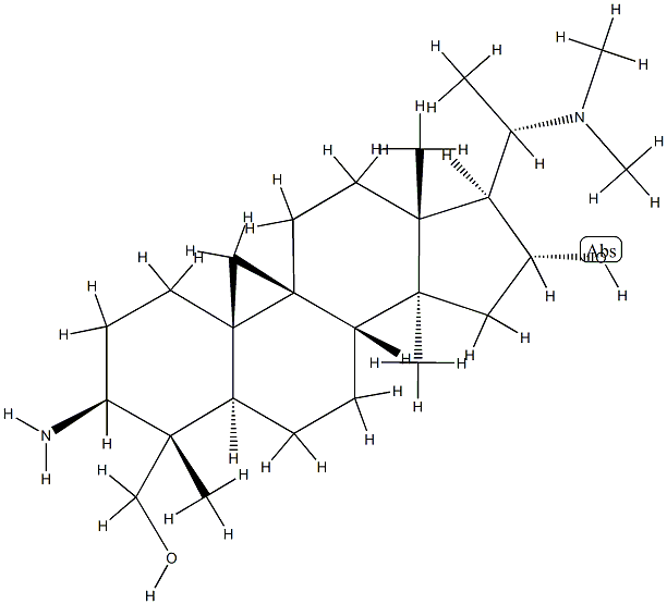(20S)-3β-Amino-20-(dimethylamino)-16α-hydroxy-4,14-dimethyl-9β,19-cyclo-5α-pregnane-4α-methanol Structure
