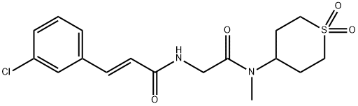 (2E)-3-(3-氯苯基)-N-[2-[甲基(四氢-1,1-二氧代-2H-噻喃-4-基)氨基]-2-氧代乙基]-2-丙烯酰胺, 1550008-55-3, 结构式