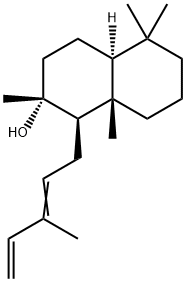 (1R,4aα)-デカヒドロ-2,5,5,8aβ-テトラメチル-1β-(3-メチル-2,4-ペンタジエニル)-ナフタレン-2α-オール 化学構造式
